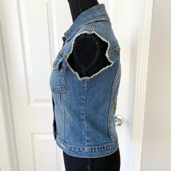 Nitrogen Signature  Studded Embroidery Moto Jean Waistcoat Vest - Picture 2 of 10